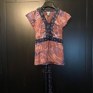 Vintage Anthropologie Odille Silk Tie-Back Shirt